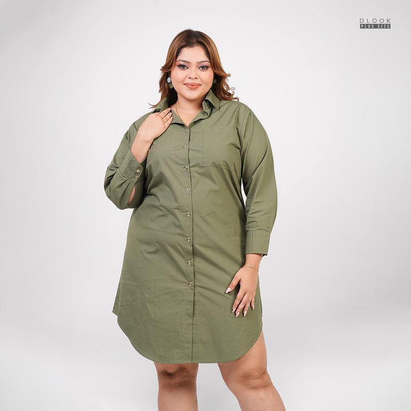 FRONT BUTTON SHIRT DRESS GREEN