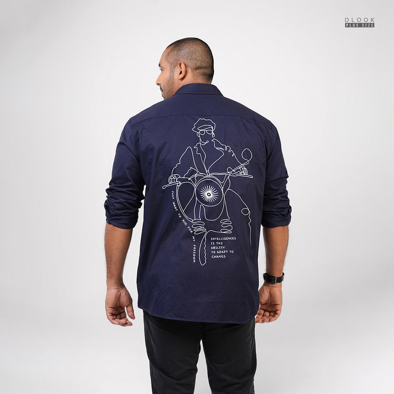 MEN LONG SLEEVE SHIRT- NAVY BLUE