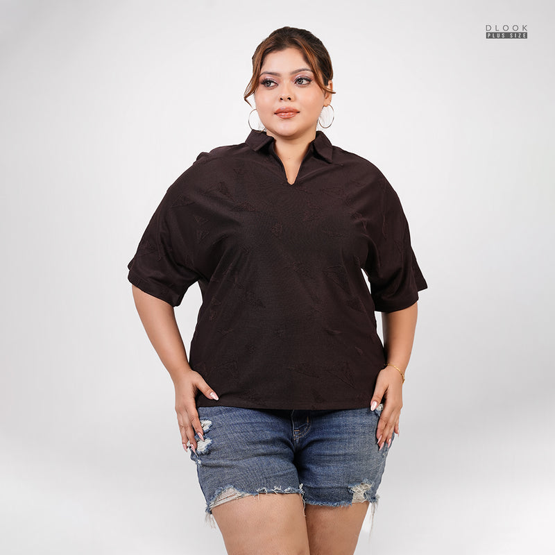 CASUAL COLLARED TOP- MAROON