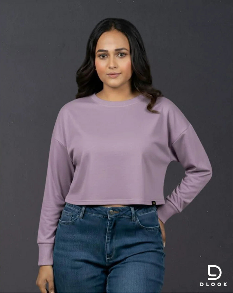 WOMEN'S LONG SLEEVE CROPTOP - PURPLE