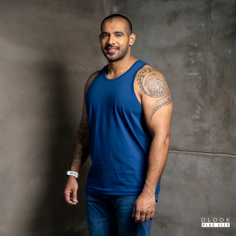 MEN PLAIN TANK TOP- BLUE