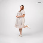 GRACE CHECK LINEN PLUS SIZE DRESS-GREY