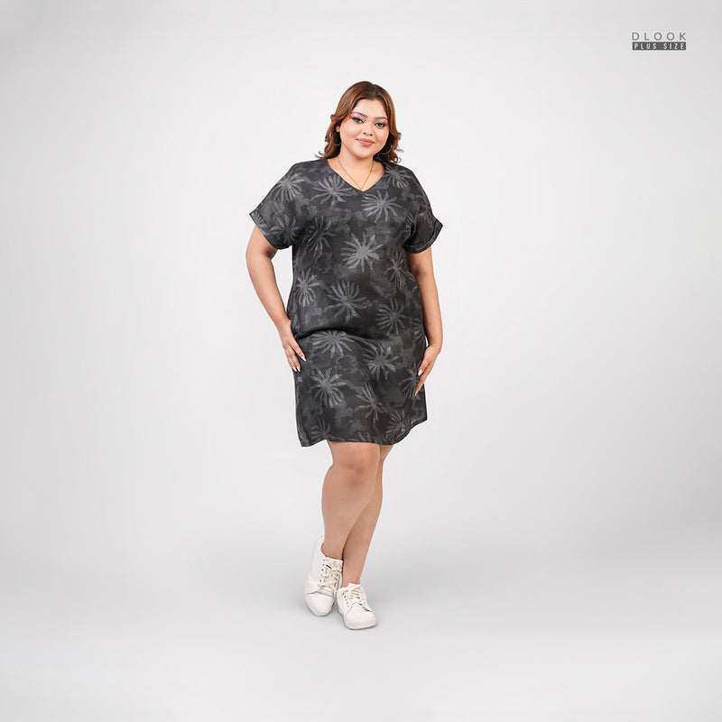 EVERYDAY TROPICAL PLUS SIZE DRESS-GREEN