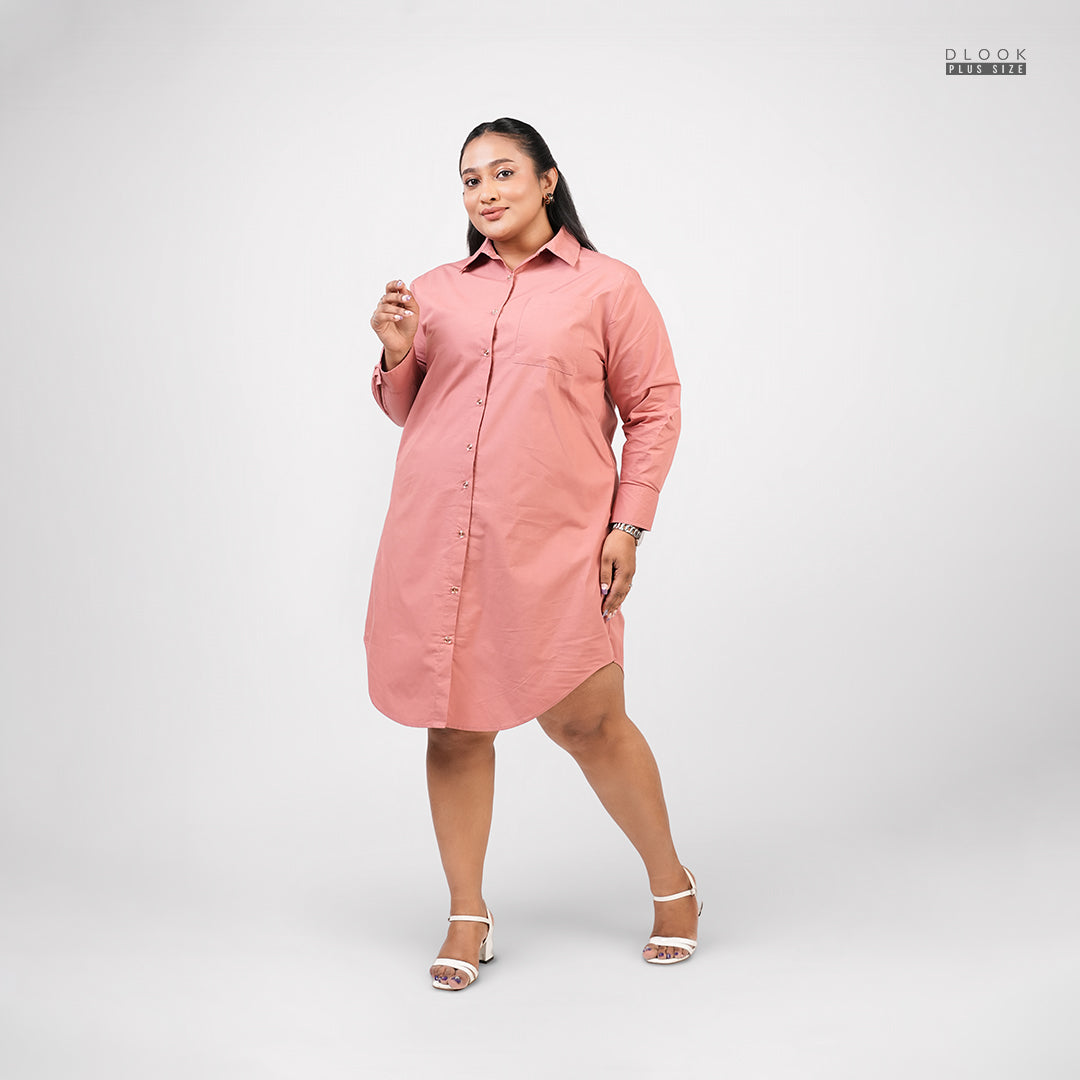FRONT BUTTON SHIRT DRESS PINK