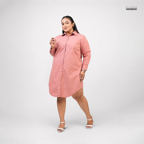 FRONT BUTTON SHIRT DRESS PINK