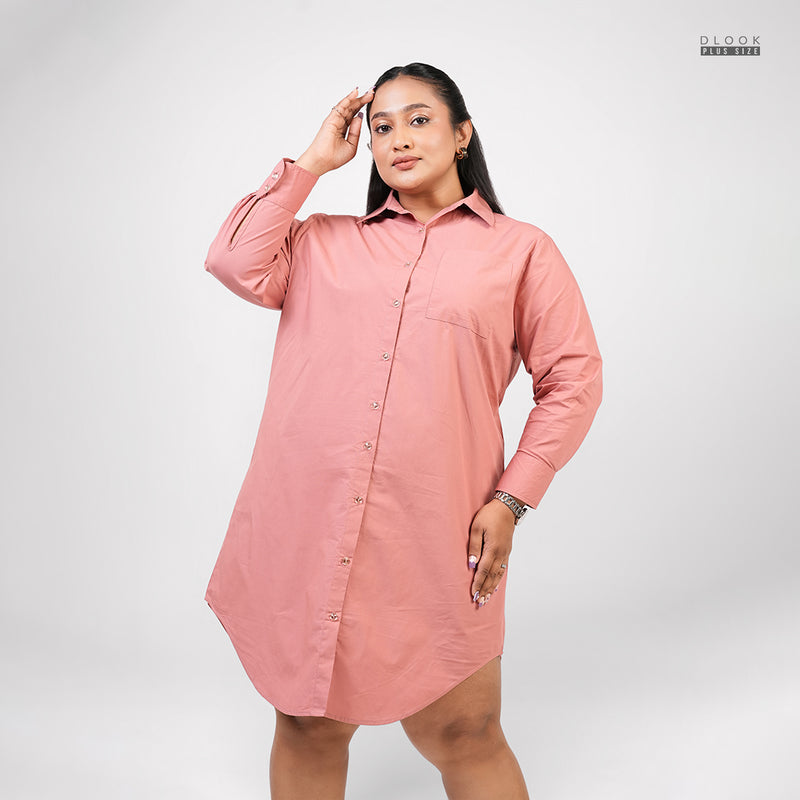 FRONT BUTTON SHIRT DRESS PINK