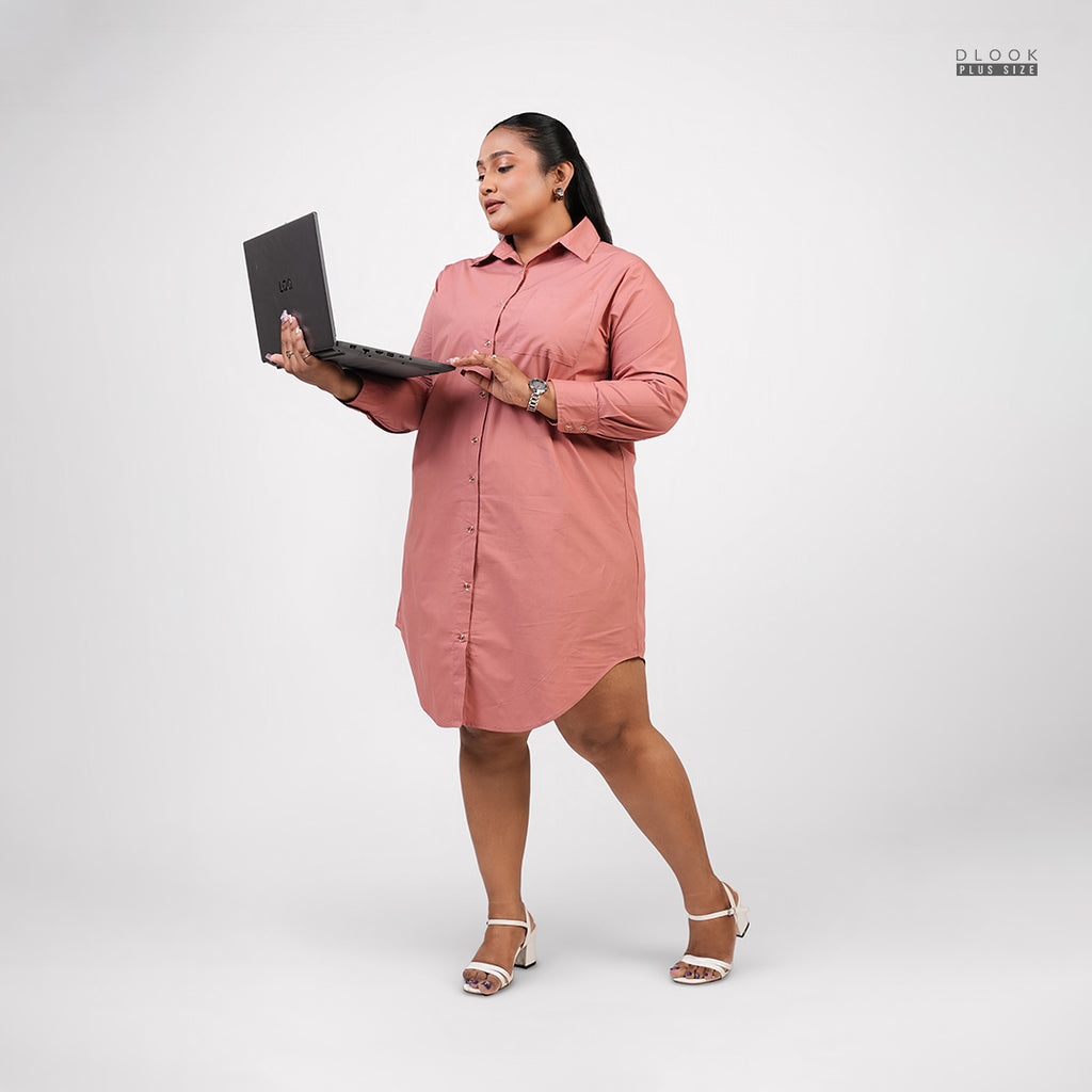 FRONT BUTTON SHIRT DRESS PINK