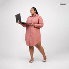 FRONT BUTTON SHIRT DRESS PINK