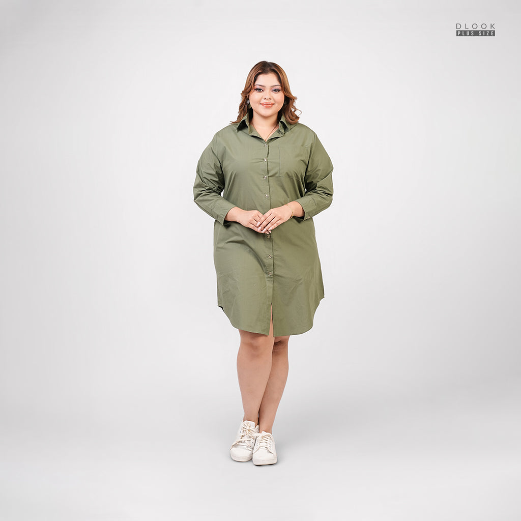 FRONT BUTTON SHIRT DRESS GREEN