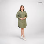 FRONT BUTTON SHIRT DRESS GREEN