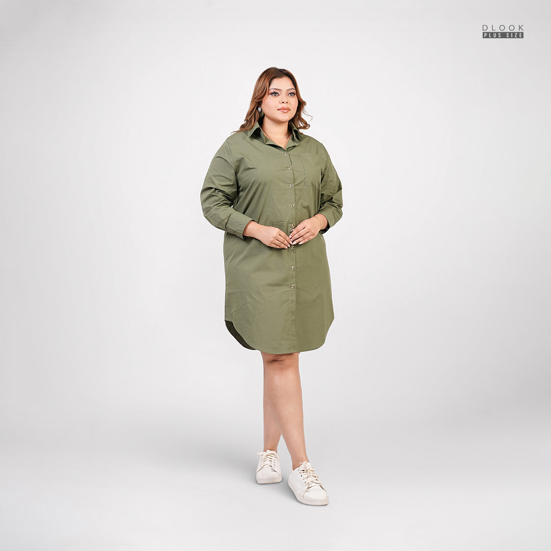 FRONT BUTTON SHIRT DRESS GREEN