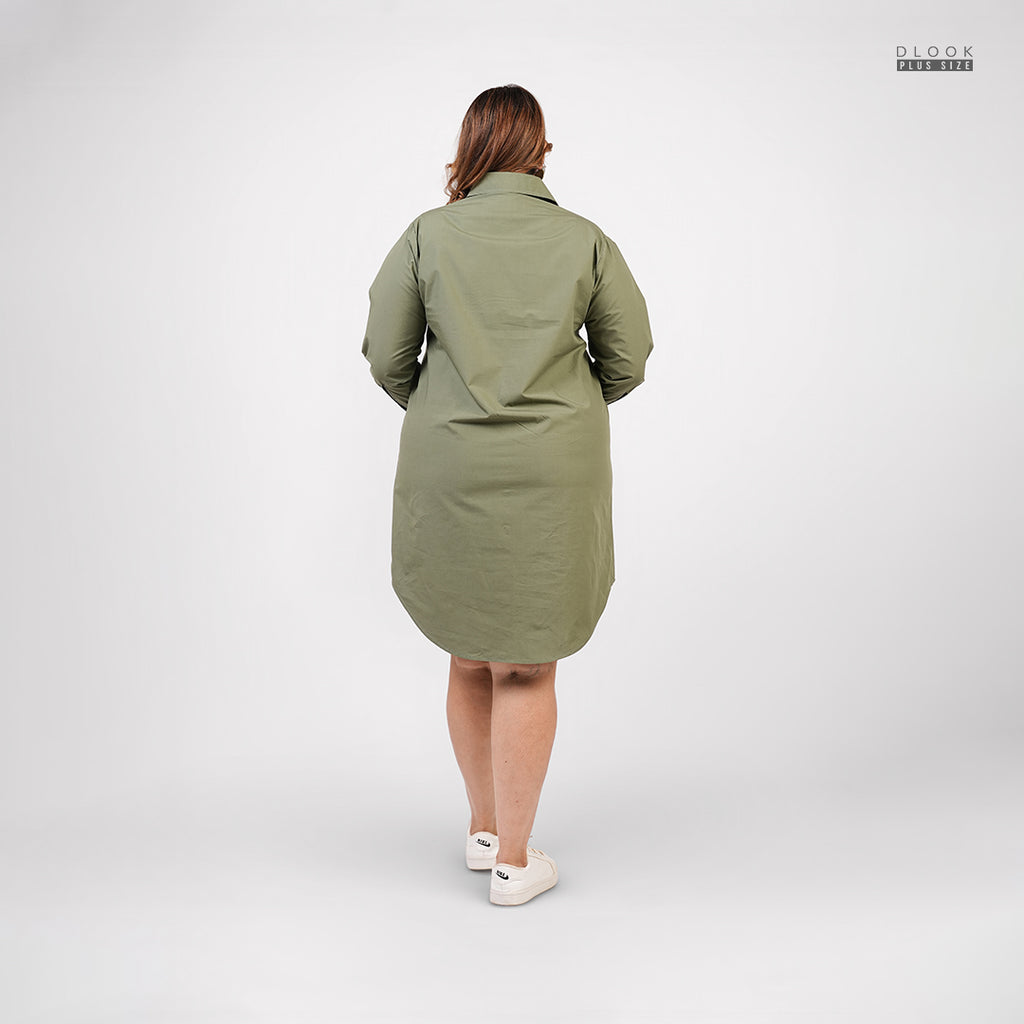 FRONT BUTTON SHIRT DRESS GREEN