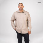 MEN LONG SLEEVE PRINTED SHIRT- DARK BEIGE