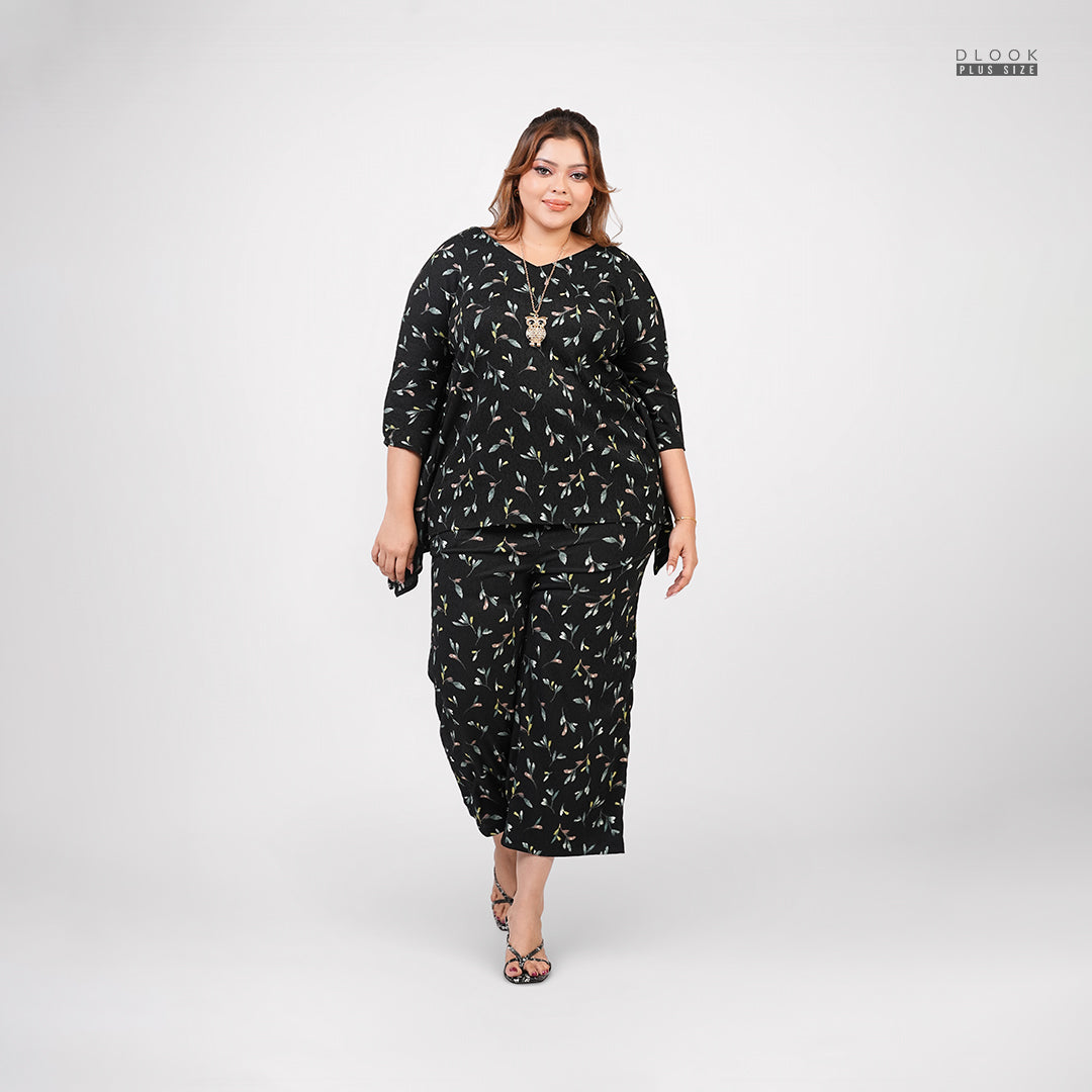 FLORAL BREEZE CO-ORD SET - BLACK
