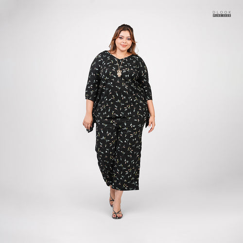 FLORAL BREEZE CO-ORD SET - BLACK
