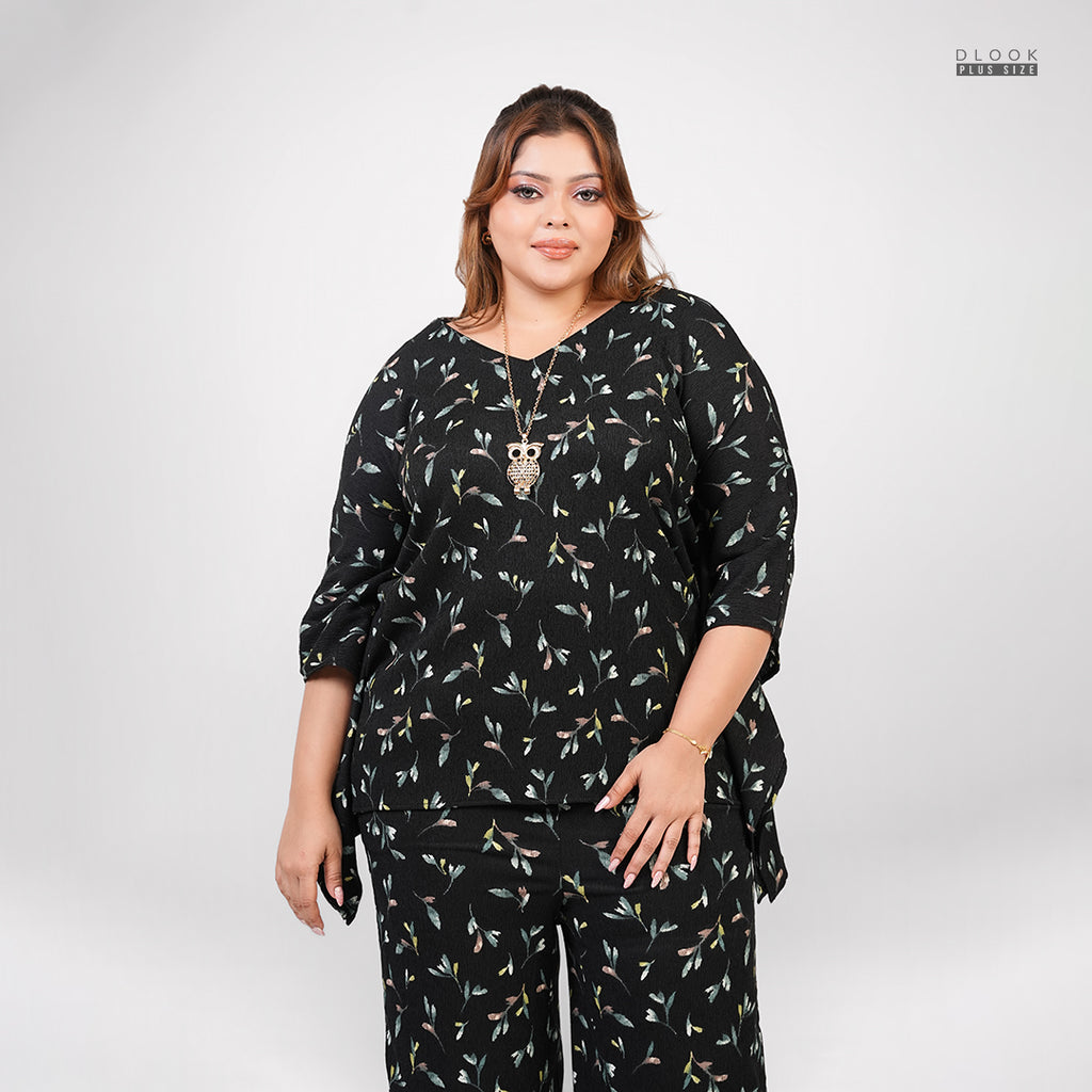 FLORAL BREEZE CO-ORD SET - BLACK