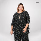 FLORAL BREEZE CO-ORD SET - BLACK
