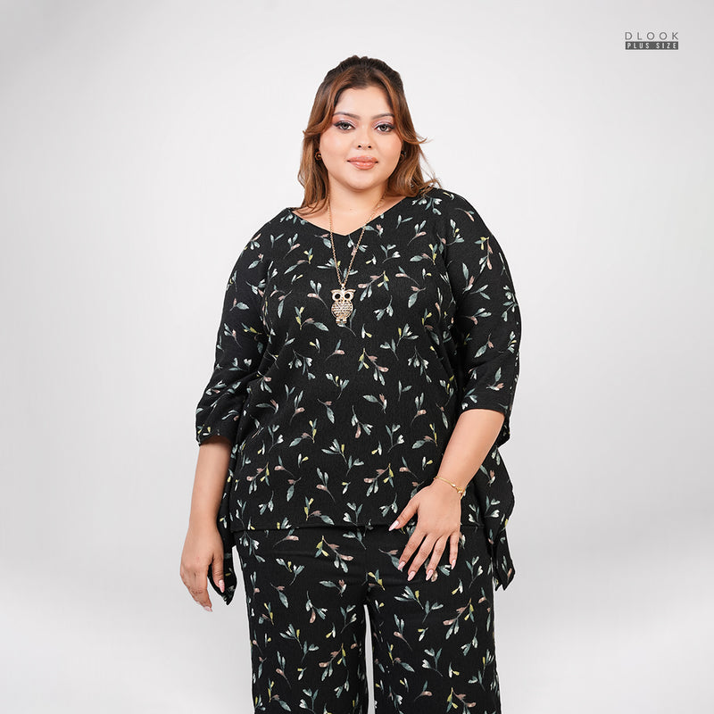 FLORAL BREEZE CO-ORD SET - BLACK