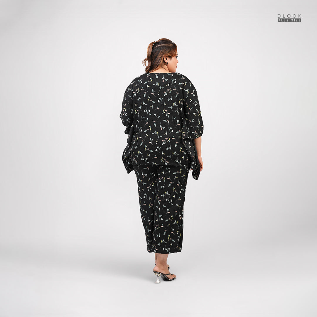 FLORAL BREEZE CO-ORD SET - BLACK