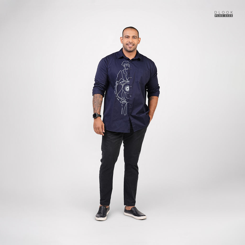MEN LONG SLEEVE SHIRT- NAVY BLUE