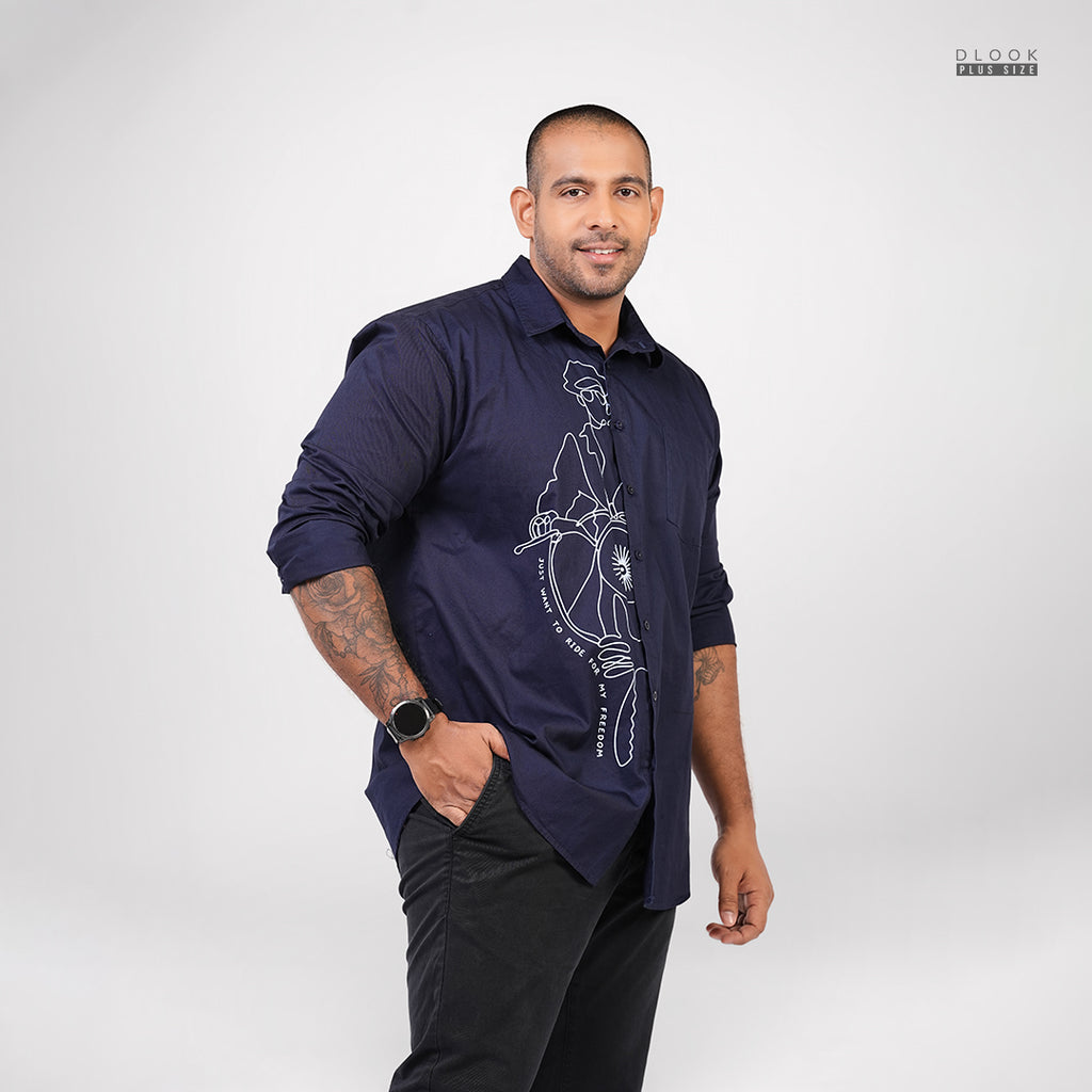 MEN LONG SLEEVE SHIRT- NAVY BLUE