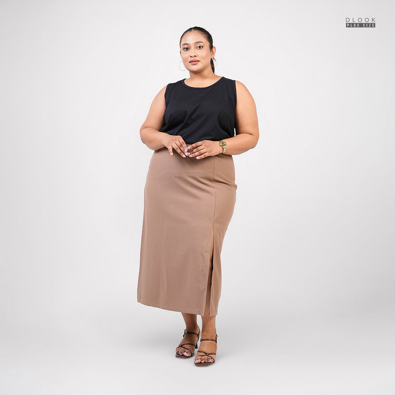 THE CLASSIC SPLIT SKIRT - BROWN
