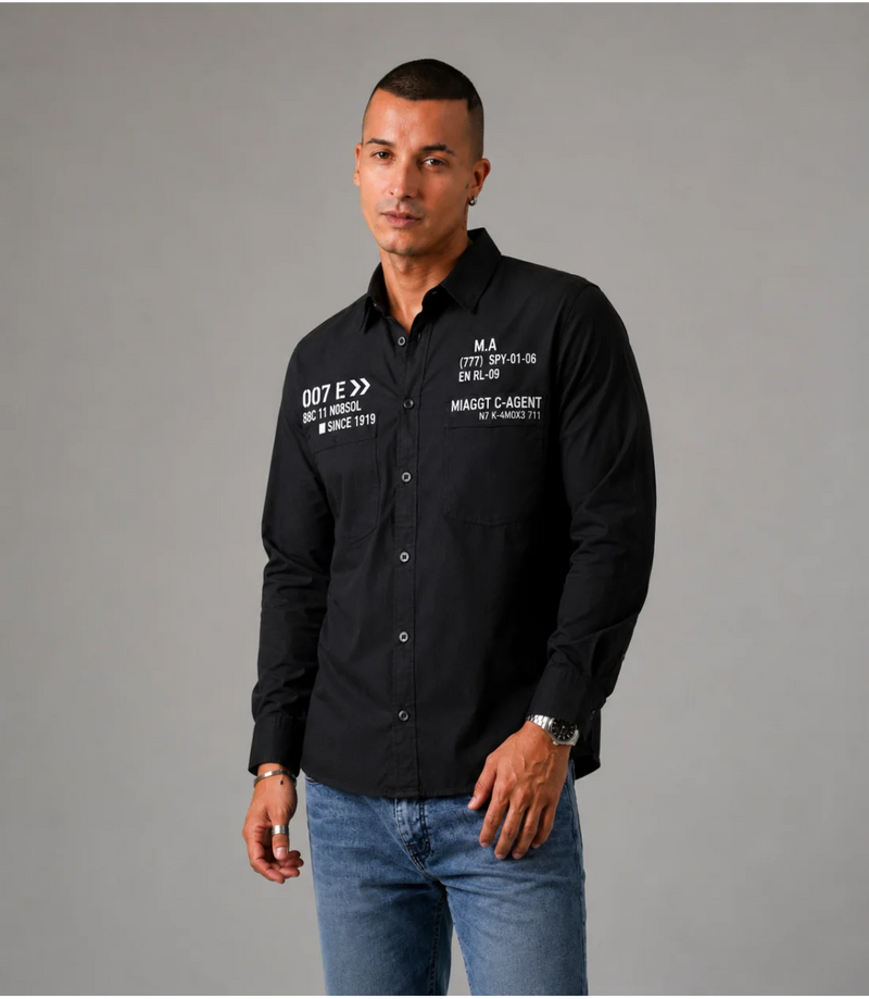 MEN'S LONG SLEEVE SHIRT - BLACK