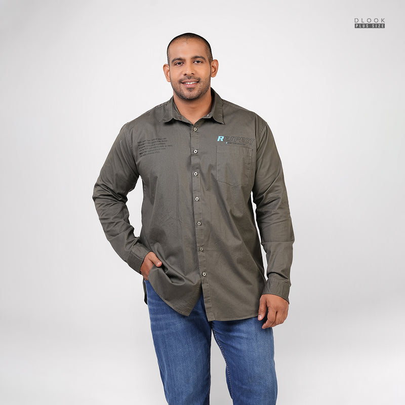 MEN'S LONG SLEEVE PRINTED SHIRT- ARMY GREEN