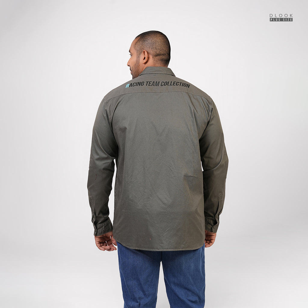 MEN'S LONG SLEEVE PRINTED SHIRT- ARMY GREEN