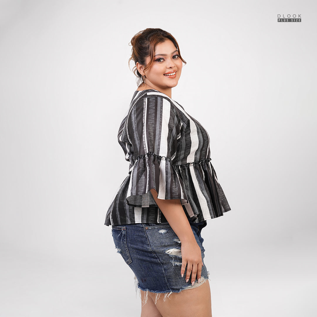 CLASSIC LINE PEPLUM TOP - GREEN