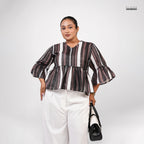CLASSIC LINE PEPLUM TOP - BROWN