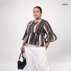 CLASSIC LINE PEPLUM TOP - BROWN