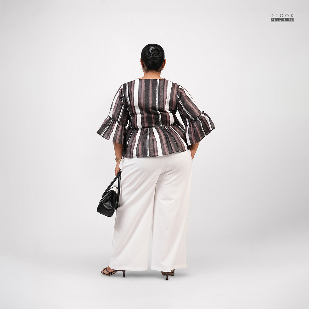 CLASSIC LINE PEPLUM TOP - BROWN