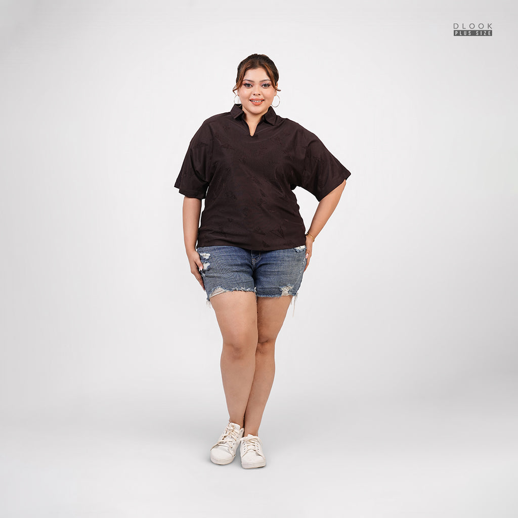 CASUAL COLLARED TOP- MAROON