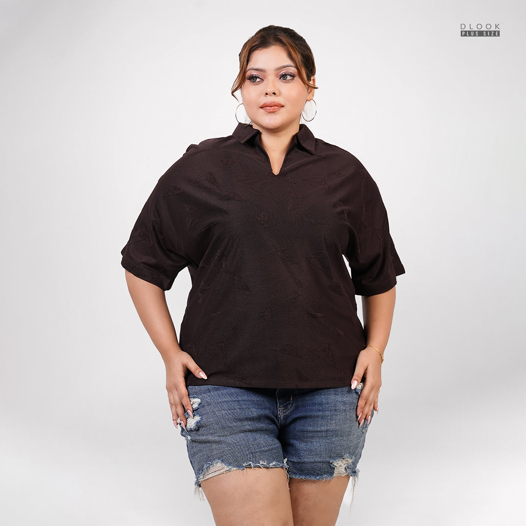 CASUAL COLLARED TOP- MAROON