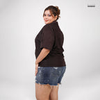 CASUAL COLLARED TOP- MAROON
