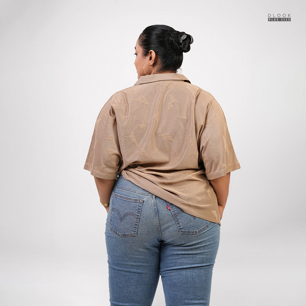 CASUAL COLLARED TOP - BROWN