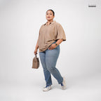 CASUAL COLLARED TOP - BROWN
