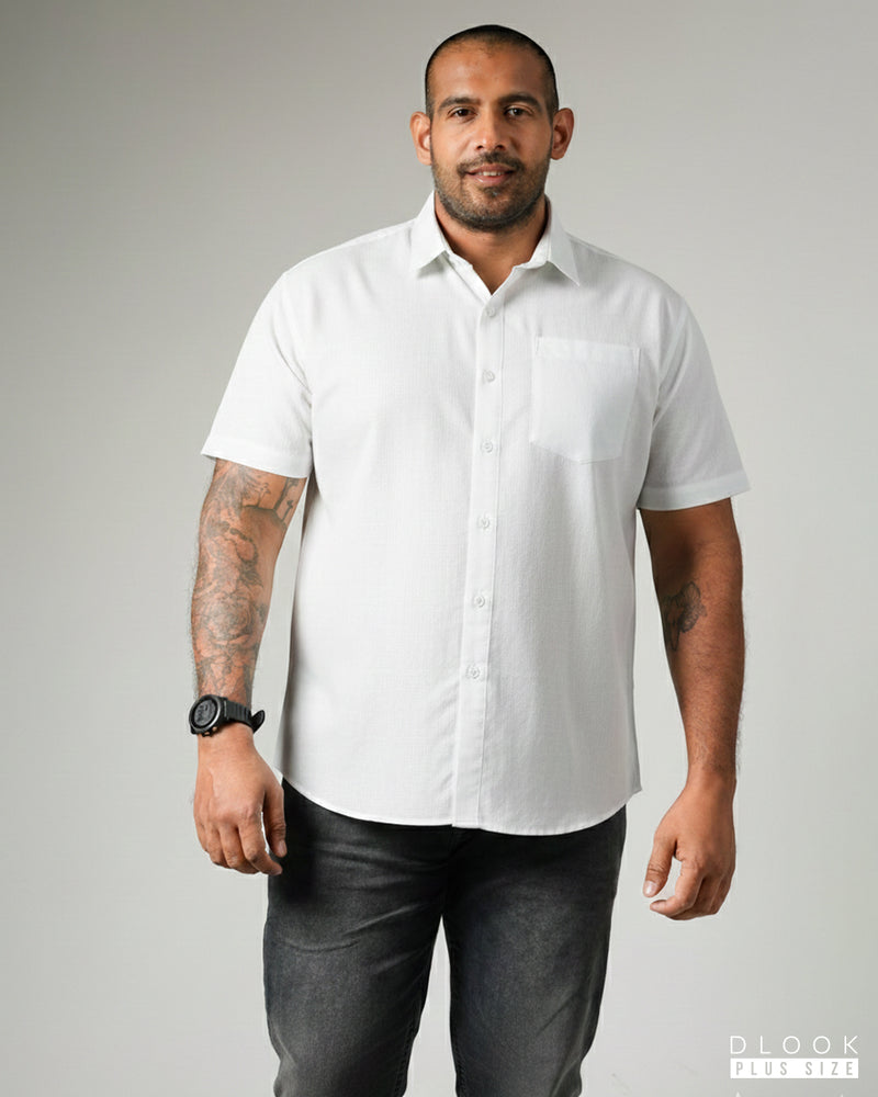 MEN'S  SHORT SLEEVE SHIRT- WHITE