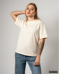 WOMEN'S CREW NECK TSHIRT - CREAM
