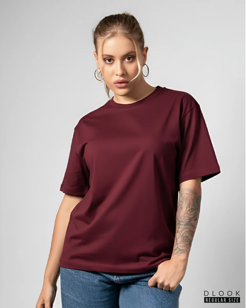 WOMEN'S CREW NECK TSHIRT - MAROON