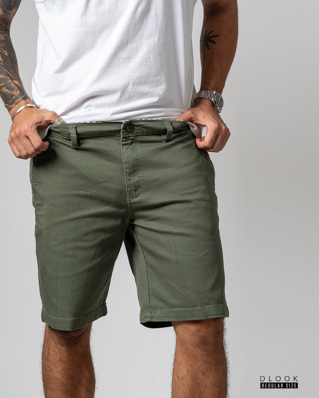 MEN'S STRECH TWILL SHORT-GREEN