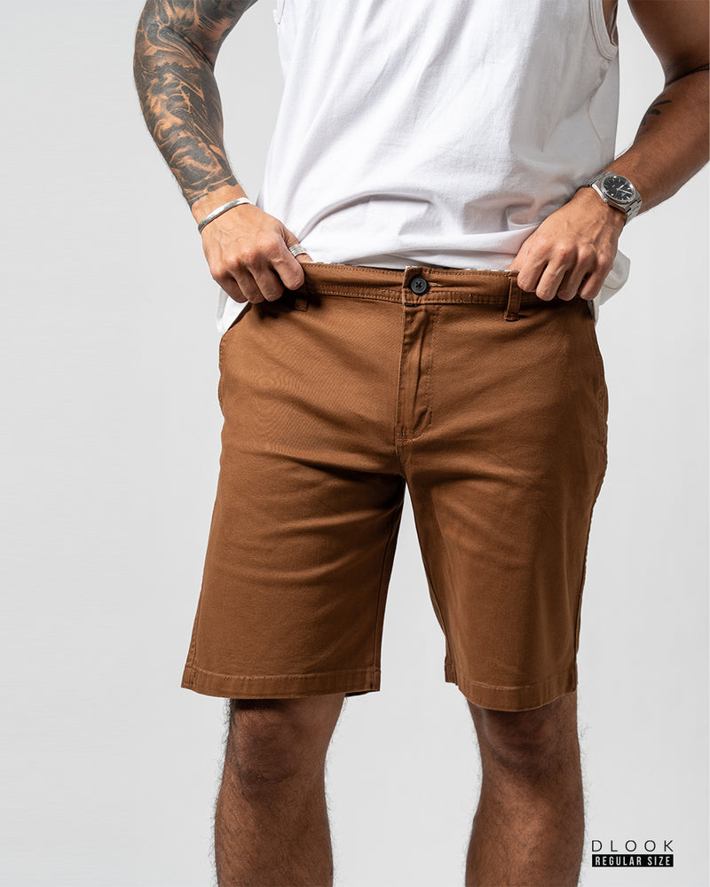 MEN'S STRECH TWILL SHORT-BROWN