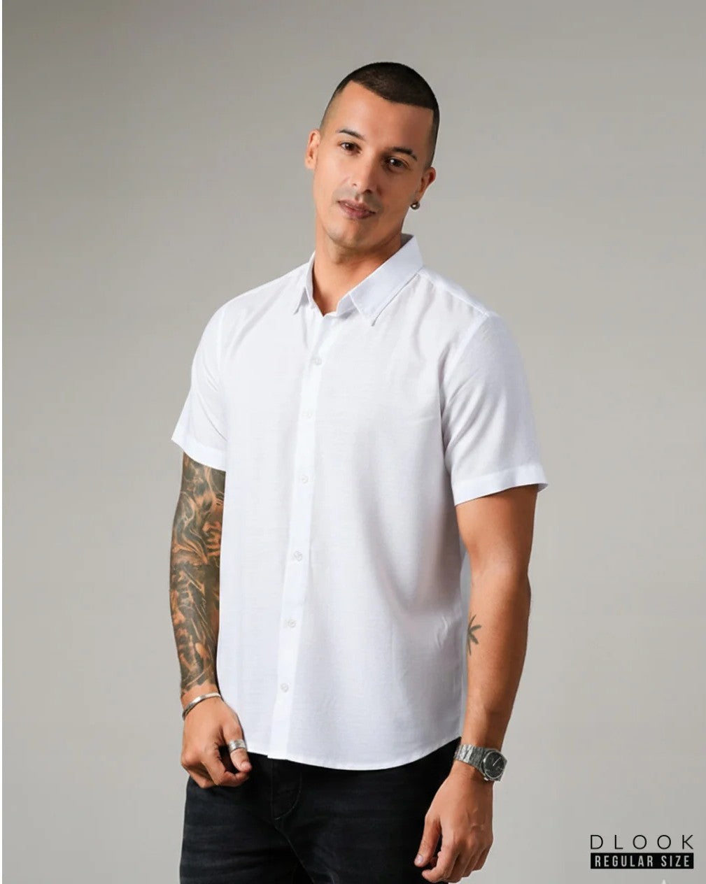 MEN'S SHORT SLEEVE SHIRT - WHITE