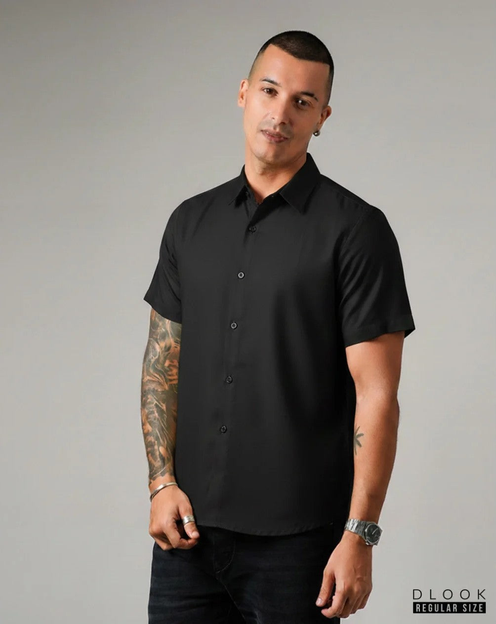 MEN'S SHORT SLEEVE SHIRT - BLACK