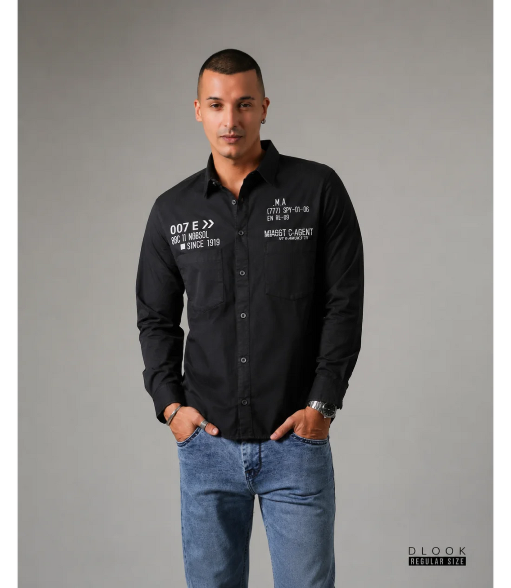 MEN'S LONG SLEEVE SHIRT - BLACK