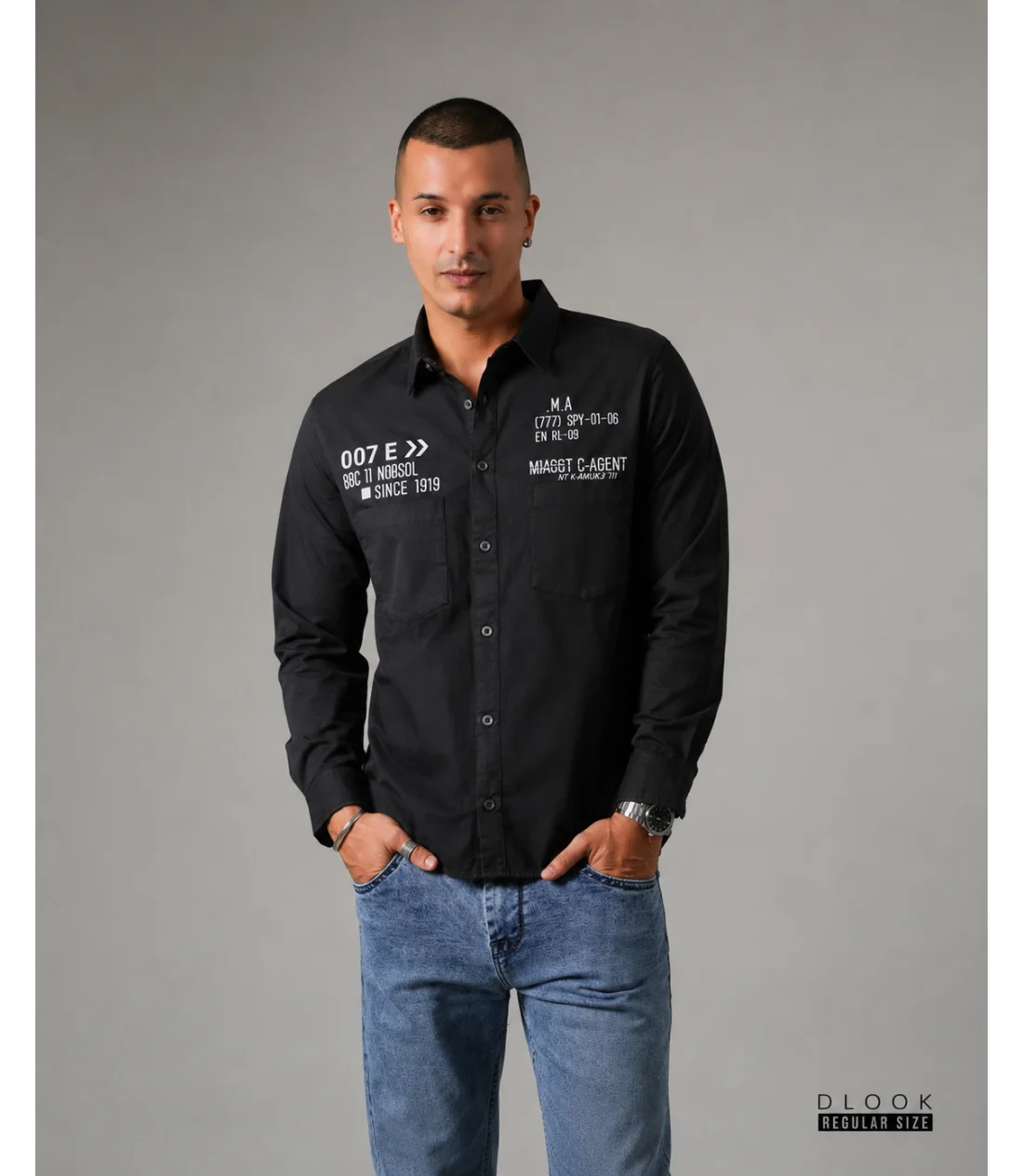 MEN'S LONG SLEEVE SHIRT - BLACK