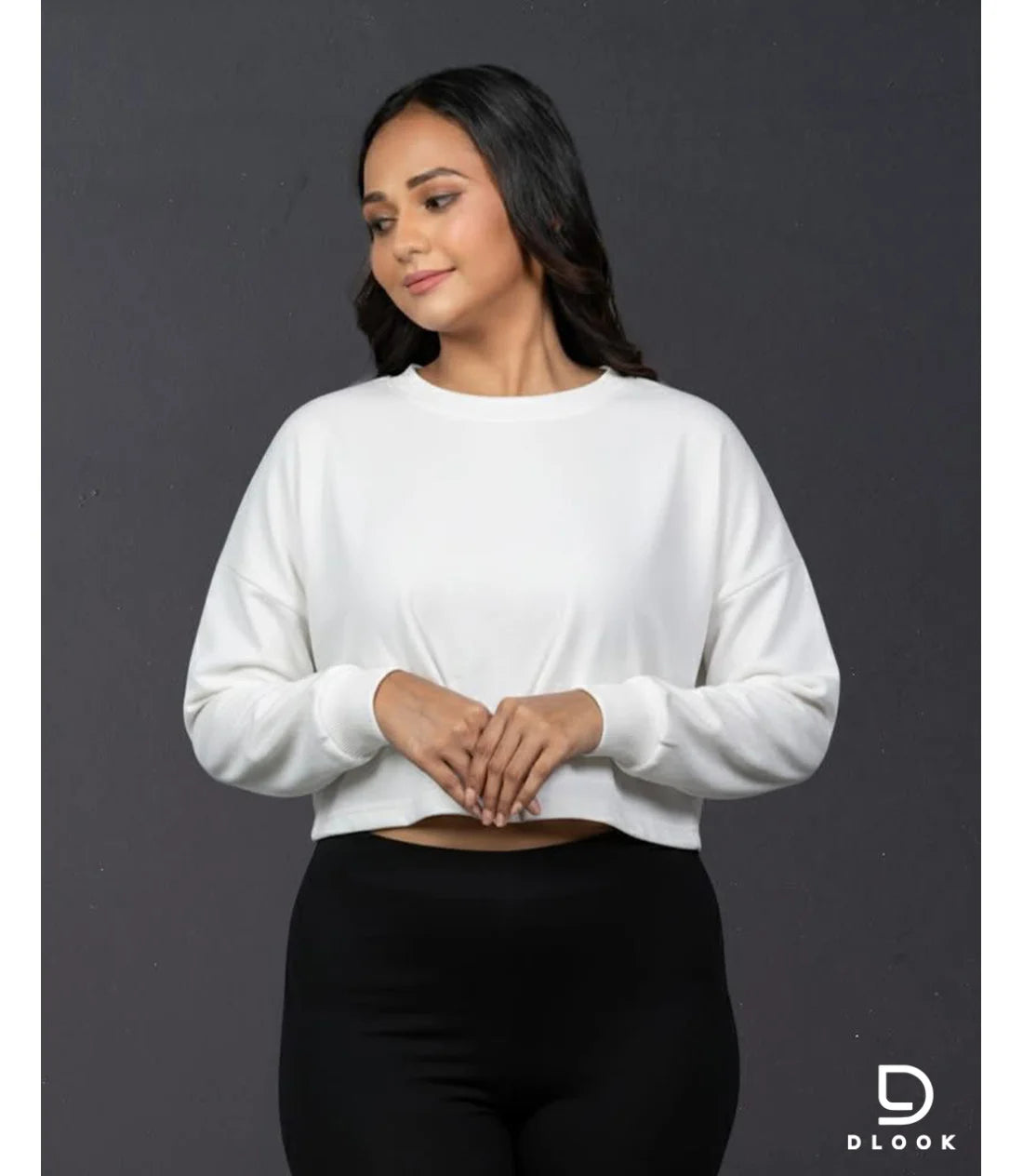 WOMEN'S LONG SLEEVE CROPTOP - WHITE