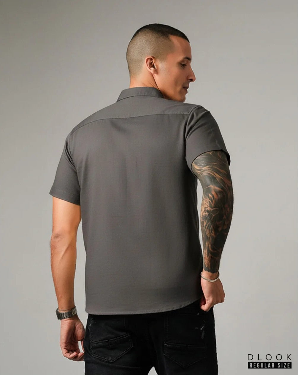 MEN'S SHORT SLEEVE SHIRT - DARK GREY