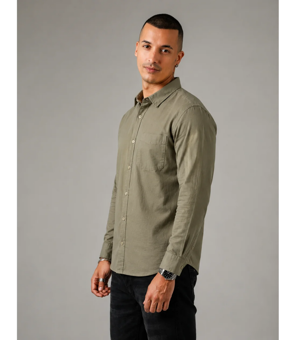 MEN'S LONG SLEEVE SHIRT - ARMY GREEN